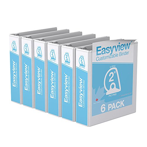 Easyview Premium, Angle D Ring, Customizable, View Binder, 6 Pack (2