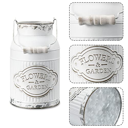 Apsoonsell French Style Shabby Chic Decor White Farmhouse Decor Metal Flower Vase Galvanized Decor For Kitchen, Bathroom, Sparklers For Weddings #TOP4