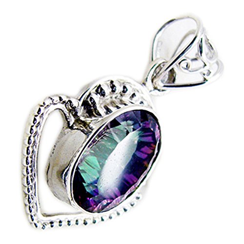 Médaillon quartz mystique argent 925 anti-ternissement ovale