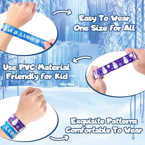 DMIGHT Frozen Party Favors 30 Slap Bracelets Birthday Supplies for Girls Kids, Frozen Theme Birthday Party Decorations - Thumbnail 3