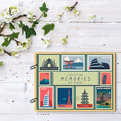 Image of 100yellow World Stamp Book scrapbook collecting memories in Photo album| 40 A5 pages | Size : 15.2 cm x 21.5 cm |Multicolour
