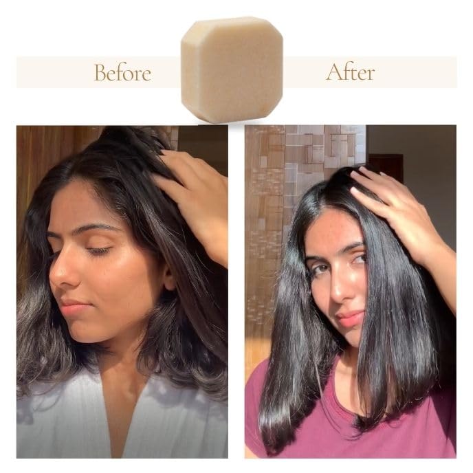 Image of Rustic Art Amla Shikakai Shampoo Bar | Cleanses Scalp & Reduces Hair Fall | All Hair Types | Methi & Ginger | Sulphate Paraben Free | 75g