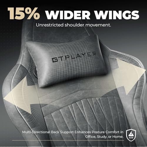 Image of GTPLAYER ACE-PRO Music Gaming Chairs - Built-in Speakers, App Support & Bluetooth Control, Computer Game Chairs with Footrest for Adults, Ergonomic Reclining Silla, Linkage Armrest, Grey