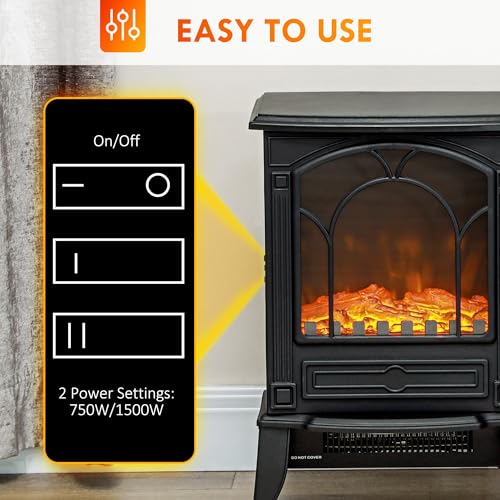 Homcom US820-215V82BK0131 22 Inch Free Standing Electric Fireplace Stove, Fire Place Heater thumb #3