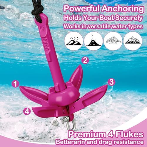 Image of Lounsweer 2 Pack 1.5 /3.5 lb Marine Kayak Anchor Kit Folding Grapnel Anchor Kit Boat Kayak Fishing Accessories for Small Boats Kayaks Canoe Paddle Boards