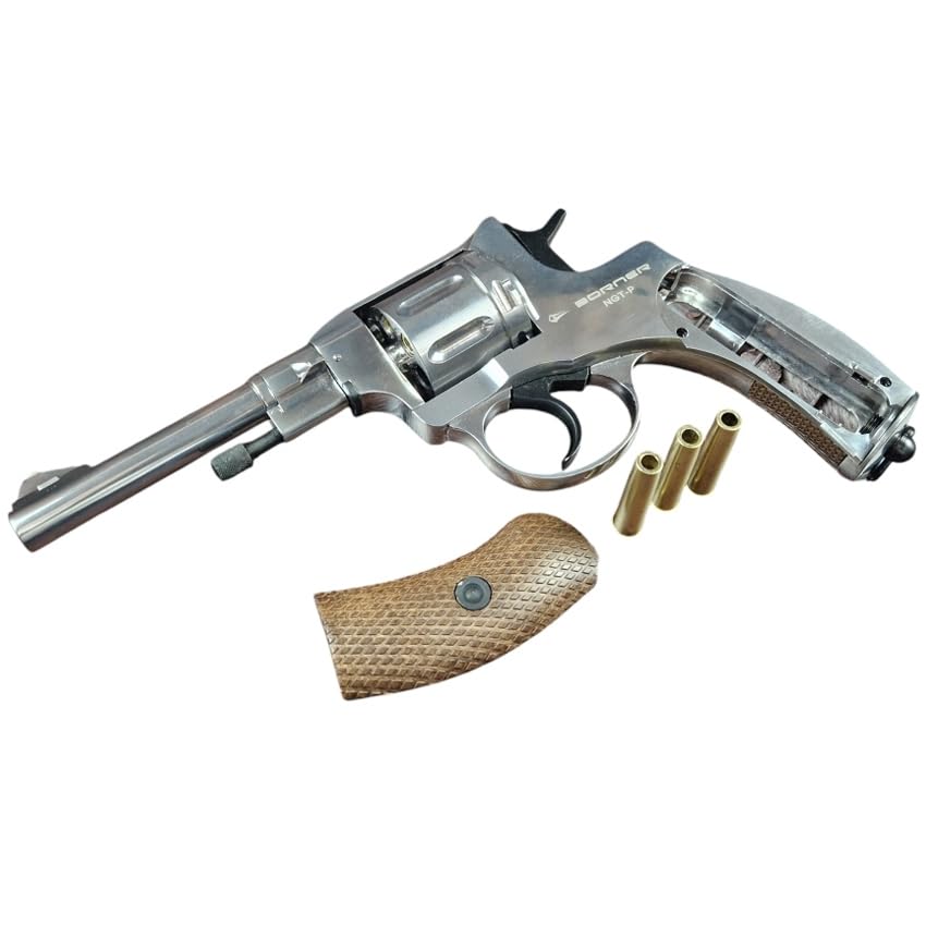 Revólver Borner NGT Silver balines (4,5mm) | Pack Pistola de balines (Caja de balines + maletín + 5 Cargas). Arma de Aire comprimido Calibre 4,5mm