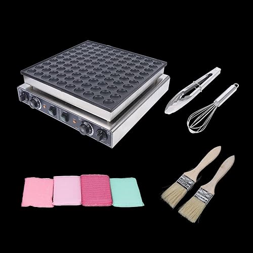Miniatura 8 de Máquina de panqueques holandesa eléctrica de 100 agujeros antiadherente de acero inoxidable de 1.8 pulgadas, mini máquina de magdalenas para el