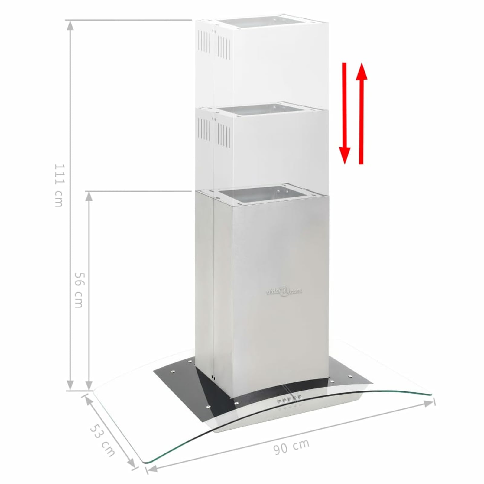 Homgoday Dunstabzugshaube Insel 90 cm Edelstahl 756 m³/h LED