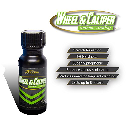 Gold Label Detailing Wheel and Caliper 5 Year Ceramic Coating 15ml | 9H Hardness | Long Lasting | Scratch Protection | Hydrophobic | Repel Brake Dust | UV Resistance