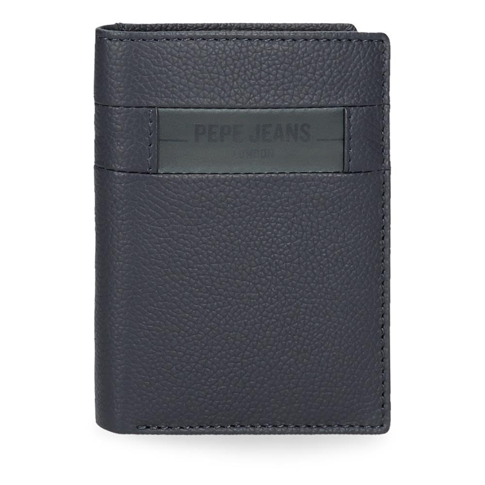 Pepe Jeans Checkbox Vertical Wallet with Purse Blue 8.5 x 11.5 x 1 cm Leather, Blue, One Size, Vertical Wallet with Coin Purse