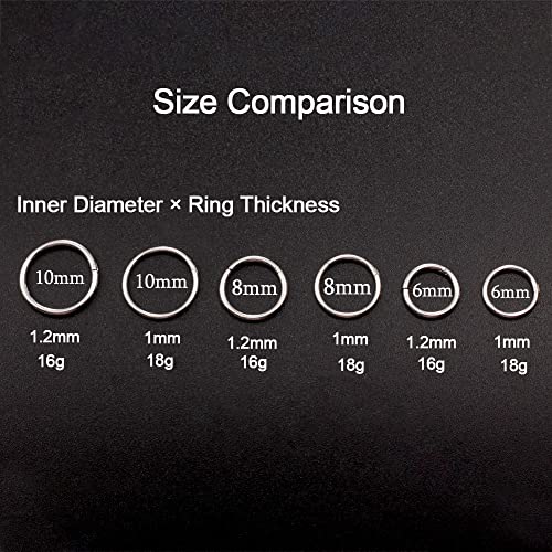Earbility 10 PCS Ring Stacks Stainless Steel Segment Hoop Ear Cartilage Tragus Helix Lip Piercing Nose Rings Nipple Septum Clickers Body Jewelry4