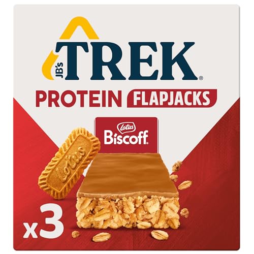 JBs TREK High Protein Flapjack Biscoff - Plant Based - Vegan Snack - 50 g x 3
