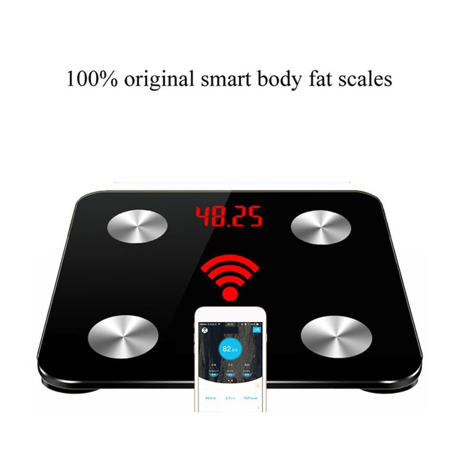 Báscula De Peso Baño Digital Pesaje Grasa Corporal Inteligente Bmi Balanza Habitación Bluetooth 20 Datos Preciso FáCil De Leer(White)
