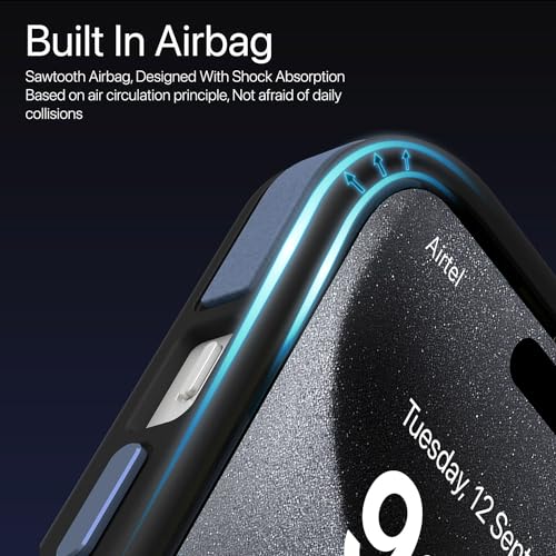 Image of Vaku Luxos Elemento Series Back Cover Case for iPhone 15 Plus Metal Frame Camera Bump Shockproof Scratch Resistant Slim Thin Military-Grade Protection- Blue