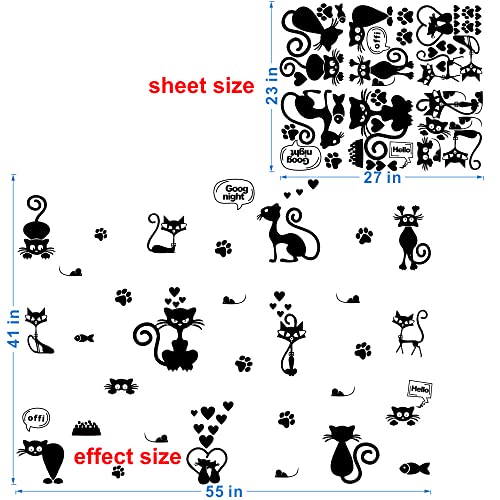 Vinilo Decorativo de Pared Gato Cartoon PVC Removible 41x55 in miniatura 2