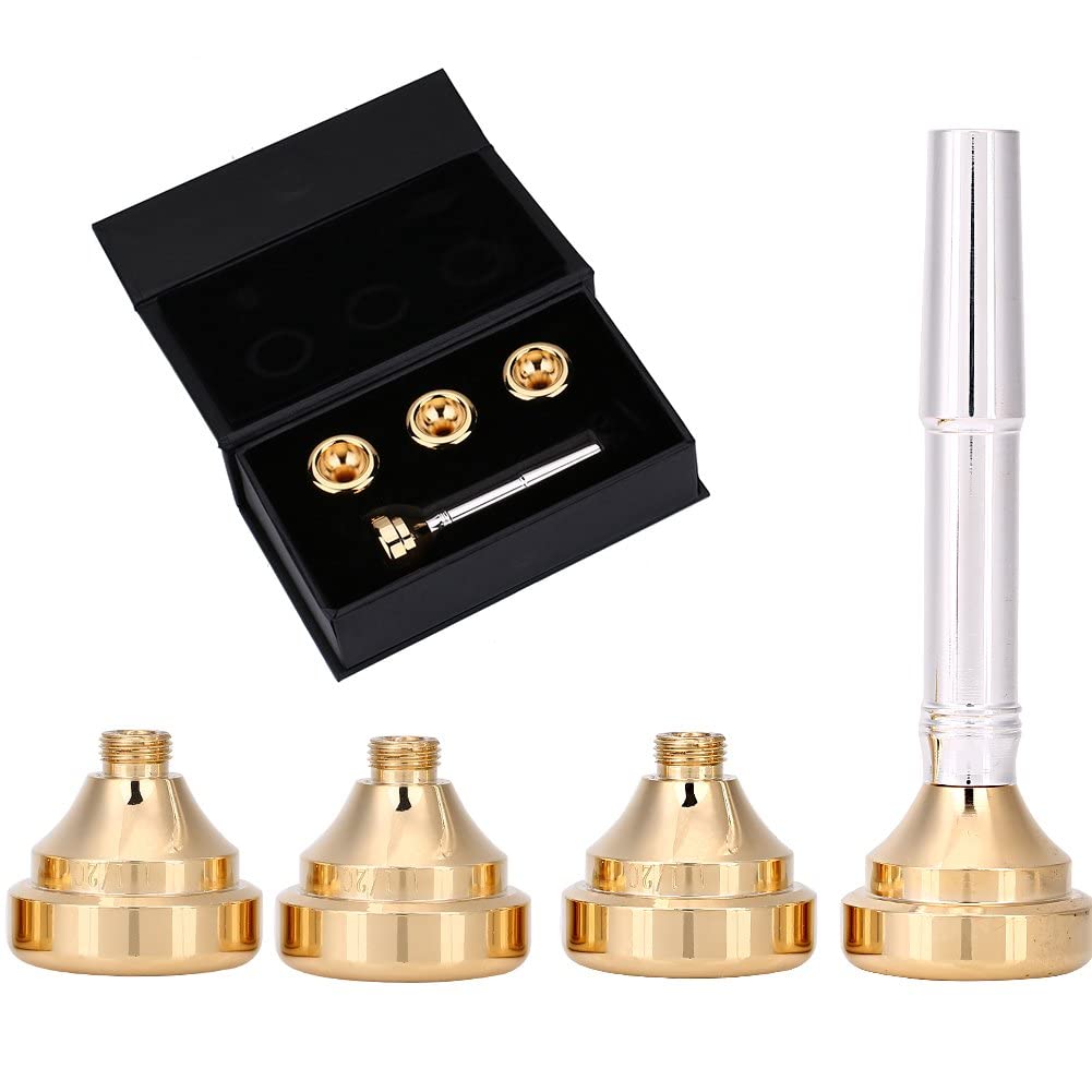 Embouchures Trompette Basse Kit Complet Laiton Plaqué Or Tige Plaquée Argent 4 Tailles 1 1/2C 3C 5C 7C