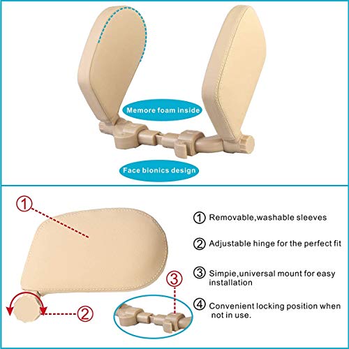 Almohada reposacabezas para asiento de auto beige miniatura 4