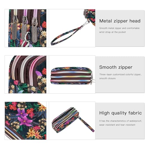 Image of BIAOTIE Large Capacity Wristlet Wallet - Women Printed Nylon Waterproof Handbag Clutch Purse