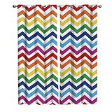 T&H Home Rainbow Chevron Curtains, Zig Zag Pattern Window Curtain, 2 Panel Curtains for Sliding Glas