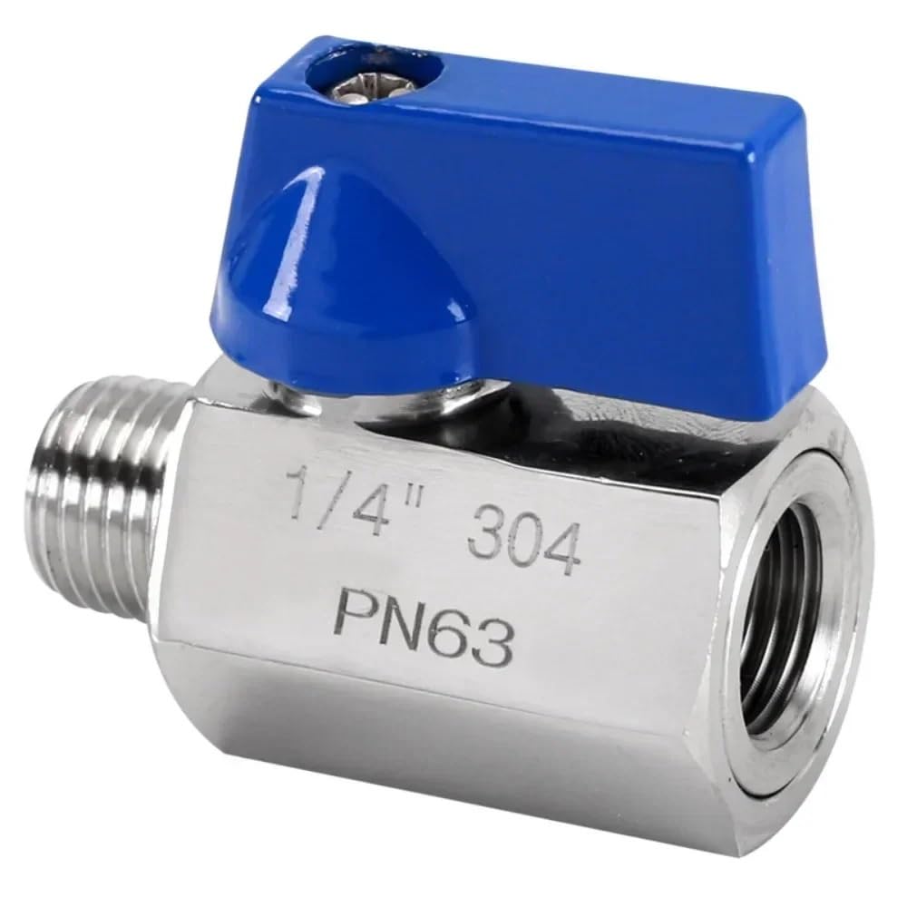 zorfar 304 Stainless Steel Mini Ball Valve with Blue Handle, BSP 1/8"~1" Male Female Thread Valve for Homebrew and Liquid Pipeline 1PCS(1'',Female to Female)