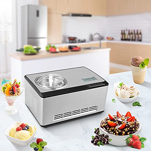 2L Edelstahl Eismaschine mit Kompressor, Speiseeisbereiter Eismaschine Selbstkühlend, 180W starke Leistung und Kein… – Bild 8