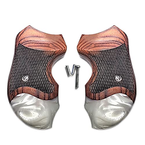 Replacement Grips for All Charter Arms Rosewood Checkered and Pearl wrap Around - Premium Gun Grips