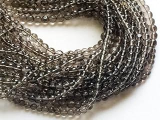 LKBEADS 5 Strand Natural Smoky Quartz Beads, Smoky Quartz Plain Round Balls, Smoky Quartz Necklace, 5mm, 13 Inch