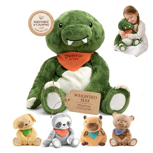 Image of Lilly's Love Weighted Stuffed Animals for Adults & Kids - 5lb Calming Dinosaur Plush for Anxiety, ADHD & Sensory | Machine Washable Weighted Stuffed Animal w /Removable Insert | Donnie The Dino