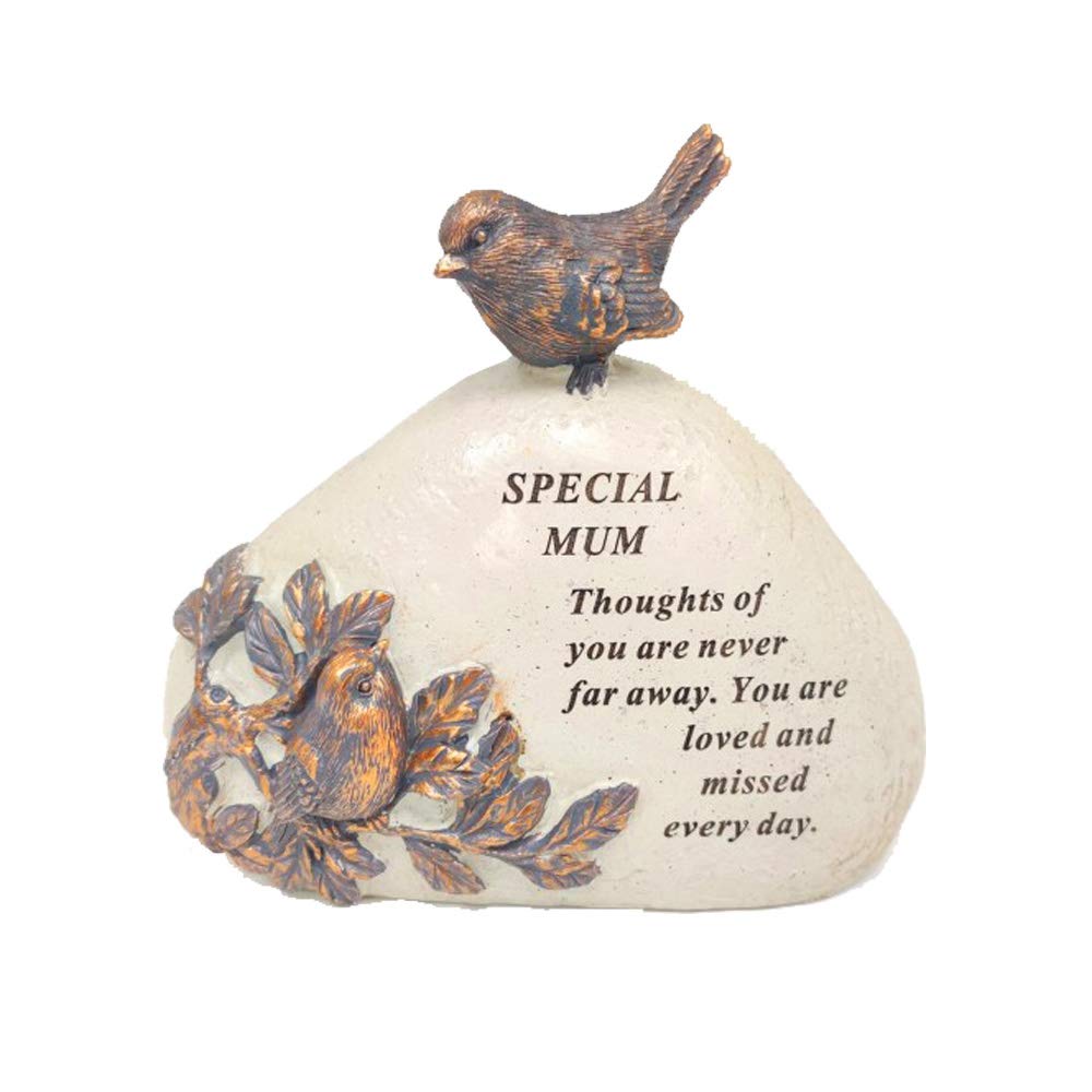 Onlinestreet Red Robin Bird Memorial Graveside Plaque Ornamental Gift, Engraved With A Special Sympathetic Verse | A Personalised Remembrance Grave Decoration Stone/Sign For Your Special Ones (Mum)