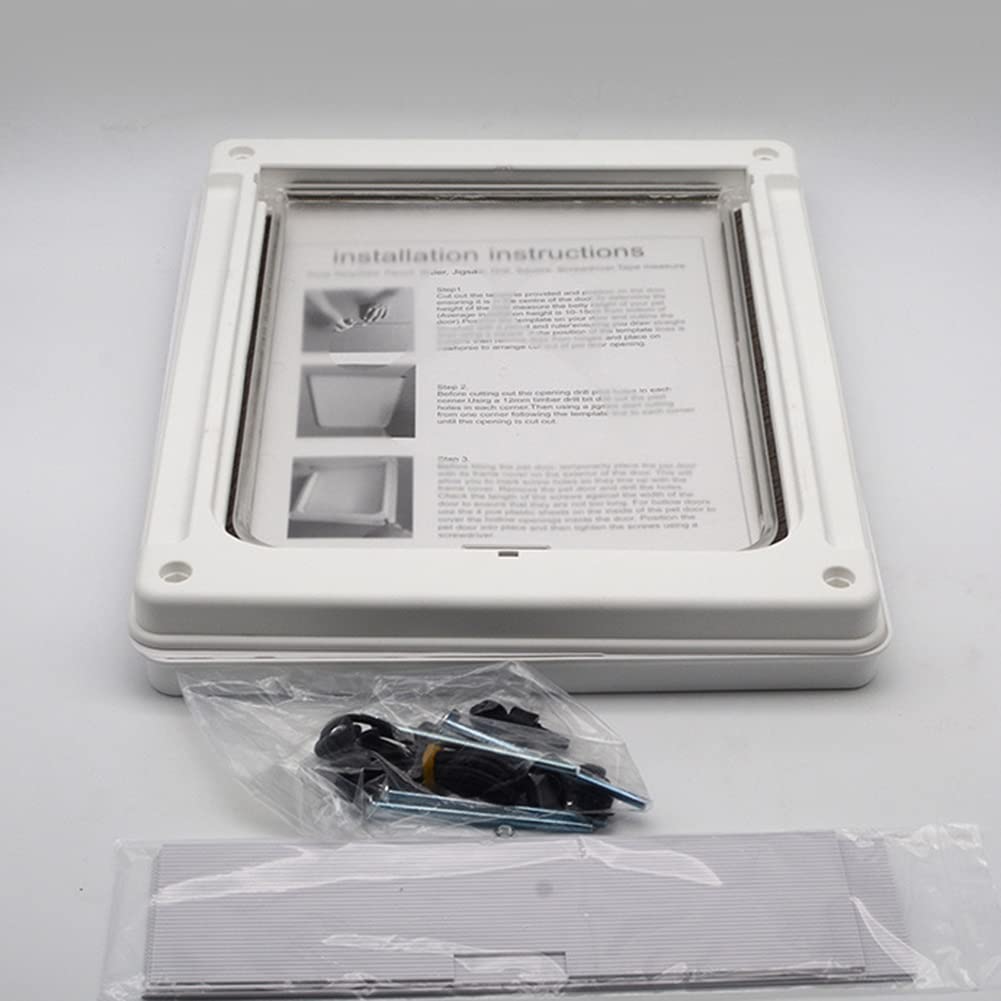 Porte d'Écran pour Animaux de Compagnie - Verrouillable, Magnétique Auto-Verrouillable, Kit de Sécurité pour Chiens de Grande Taille - Blanc