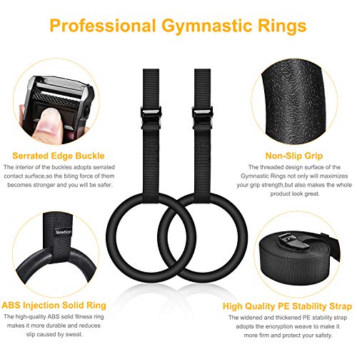 Newtion Professional Gym Rings with 15ft Adjustable Buckle Straps,Exercise Rings for Cross-Training Workout,Gymnastics,Fitness,Bodybuilding, Pull-Ups - Thumbnail 5