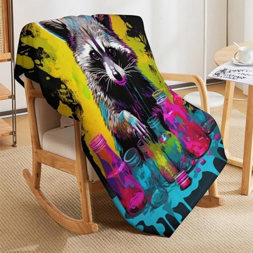 Manta de franela para el frio en el dormitorio con diseño mapache 5