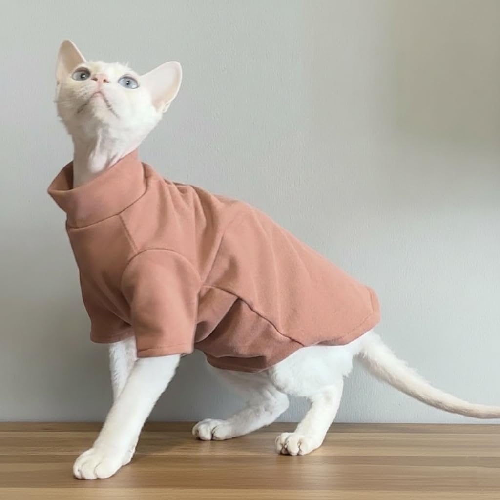MOKATES cozy halloween cat jumpers for hairless cats - warm autumn and winter clothes for sphynx, devon rex & short-haired cats in solid colors, perfect cat costumes for the season-L โ image 1