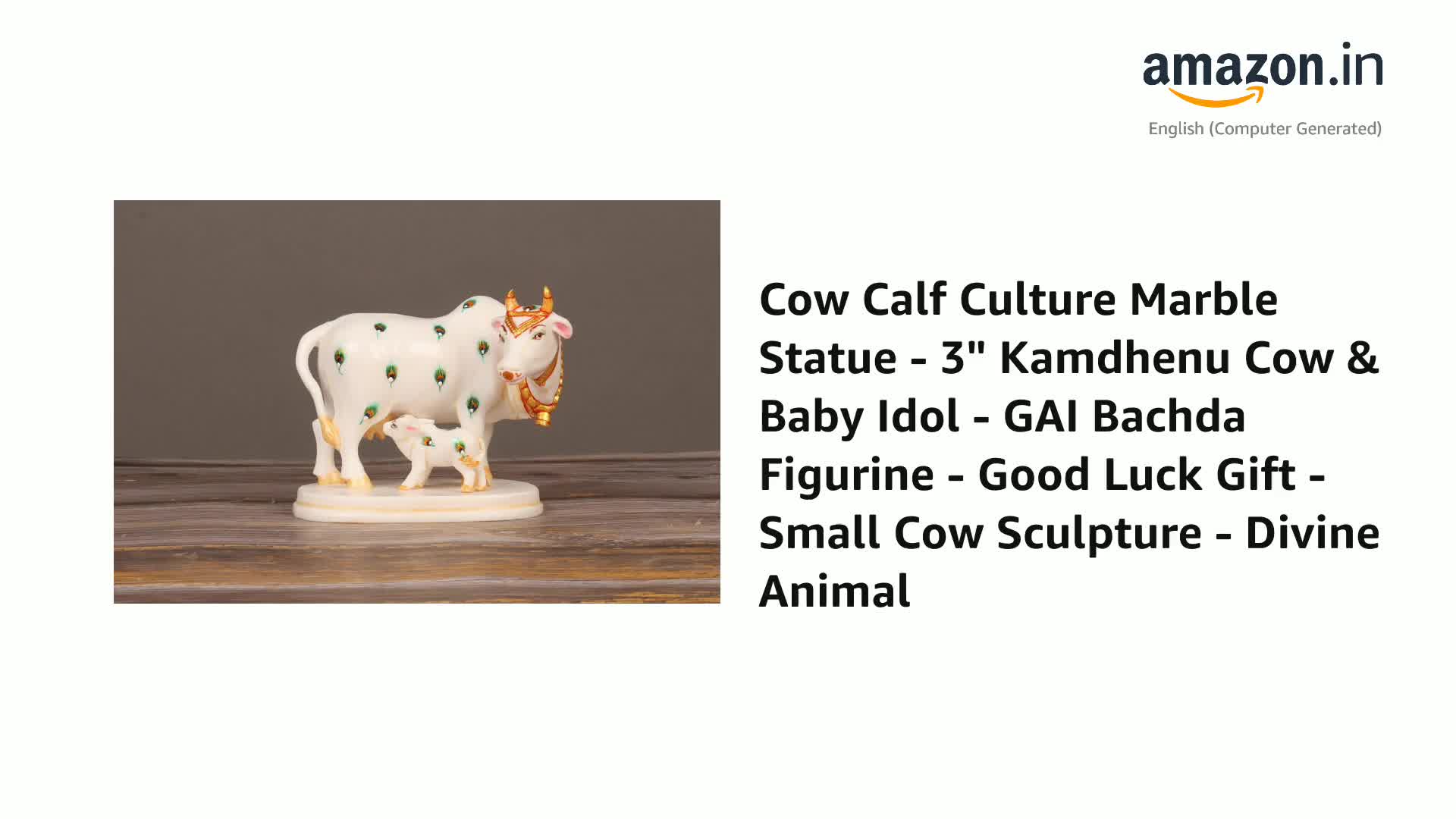 Buy Cow Calf Culture Marble Statue - 3