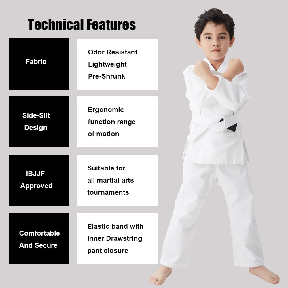 Kids Brazilian Jiu Jitsu Gi Youth IBJJF Children’s BJJ Uniform Durable Pant & Jacket Belt Not Included - Image 3