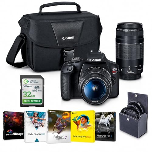 Canon EOS Rebel T7 DSLR Camera 2 Lens Kit with EF-S 18-55mm is II & EF 75-300mm III Lenses, 24.1MP APS-C, Full HD, Wi-Fi, Bundle with 32GB SD Card, Filter Kit, 1-Year Warranty
