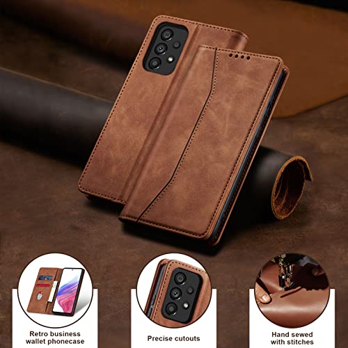 Image of Jasonyu Flip Wallet Case for Samsung Galaxy A53,Brown