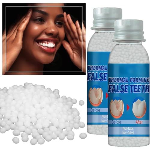 Image of Provisional Tooth Repair Kit, Provisional Fake Teeth Replacement Kit for Provisional Restoration of Missing & Broken Teeth Replacement Dentures, DIY Heat Fit Beads. 【30Ml -2 Bottle】