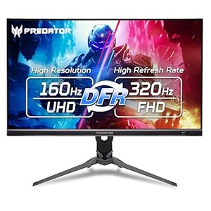 Acer Predator Gaming Monitor | 27″ UHD 3840 x 2160 IPS | AMD FreeSync Premium | Up to 320Hz with DFR | Up to 0.5ms | VESA DisplayHDR400| DCI-P3 90% | Display Port 1.4 & 2 x HDMI 2.1 | XB273K V5bmiiprx