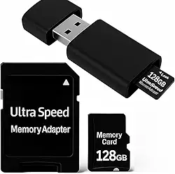 Cartão de Memória 128GB com Adaptador USB e SD, Alta Velocidade Classe 10, Kit Completo para Câmeras e Dispositivos Android