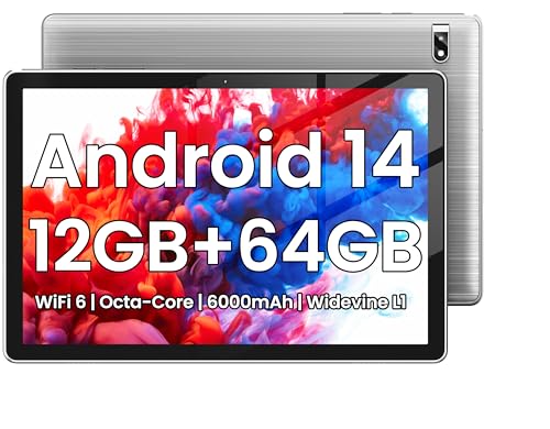 Tablet, 10.1 inch, Android 14 Tablets, Octa-Core, 12GB RAM + 64GB...