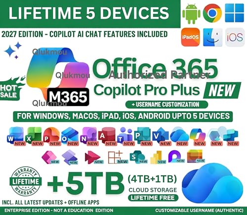 Image of OFFICESUITE 365 Professional Plus Ms 2026 Exclusive Edition Ms Copilot AI with CHAT GPT, Gemini integrated NEW 2026 Edition (5-6 Devices, Lifetime Validity) for Win, iOS, macOS, iPADOS, Android | 5TB Cloud Storage for lifetime | Online Updates & Reinstall Support