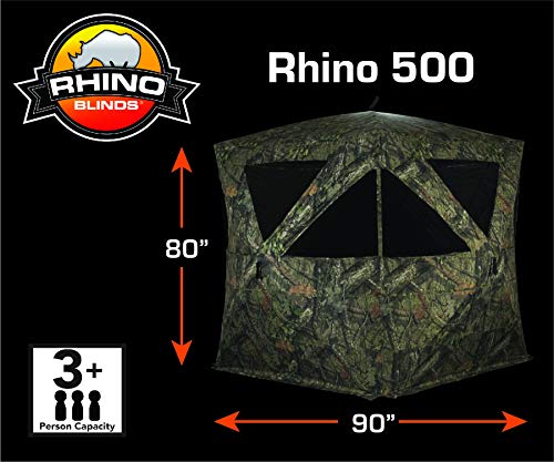 image for Rhino Blinds R500-MOC 4+ Person Hunting Ground Blind, Mossy Oak Breaku