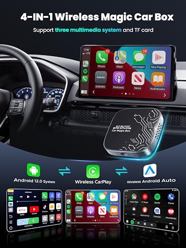 Image of 4-in-1 Wireless CarPlay Adapter for Streaming Netflix /YouTube /TikTok /TF Card, 2026 Magic Video AI Box & Android Auto Dongle [Dual Band WiFi, Autolink Pro] Plug & Play, Fits for OEM Wired Car Play Car