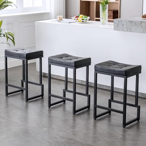 Image of FIRAVOE Bar Stools Set of 3, 24 Inch Backless Modern Counter Height Stools