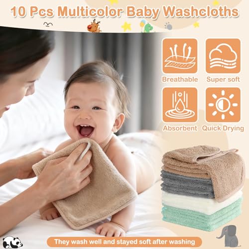 Image of 14 Pcs Baby Towels Set, Baby Towels and Washcloths Set-Baby Bath Essentials