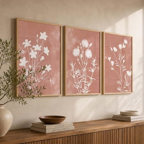 Image of kotart Botanical Art Home Decoration Painting | Floral Paintings With Frame For Living Room Bed Room Hotel Wall Decor Digital Reprint Set of 3 (35x37 Inch)