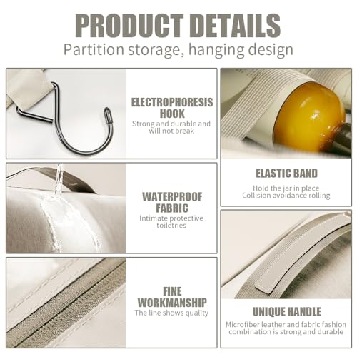 Groß Kulturbeutel Damen & Herren - Gross Kulturtasche Zum Aufhängen, Kosmetiktasche - Waschtasche für Frauen & Mädchen-Beige