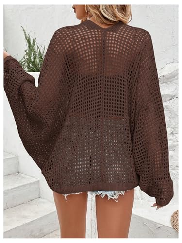Image of Verdusa Women's Oversized Summer Cardigan Lightweight Sweater Crochet Knit Beach Cover Up Spring Vacation Outfits