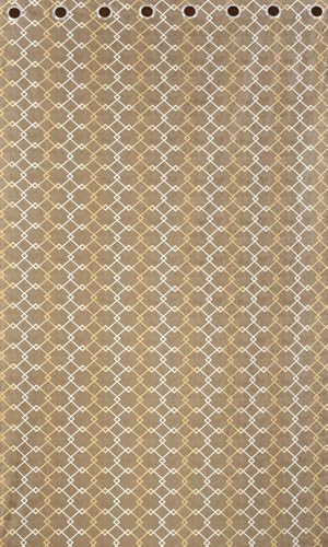 Image of Check Pattern Door Curtains 8 feet Long for Living Room | Drawing Room Parde | Curtain Panel for Window, Brown Color 8 Feet Curtains Set of 3 Pcs